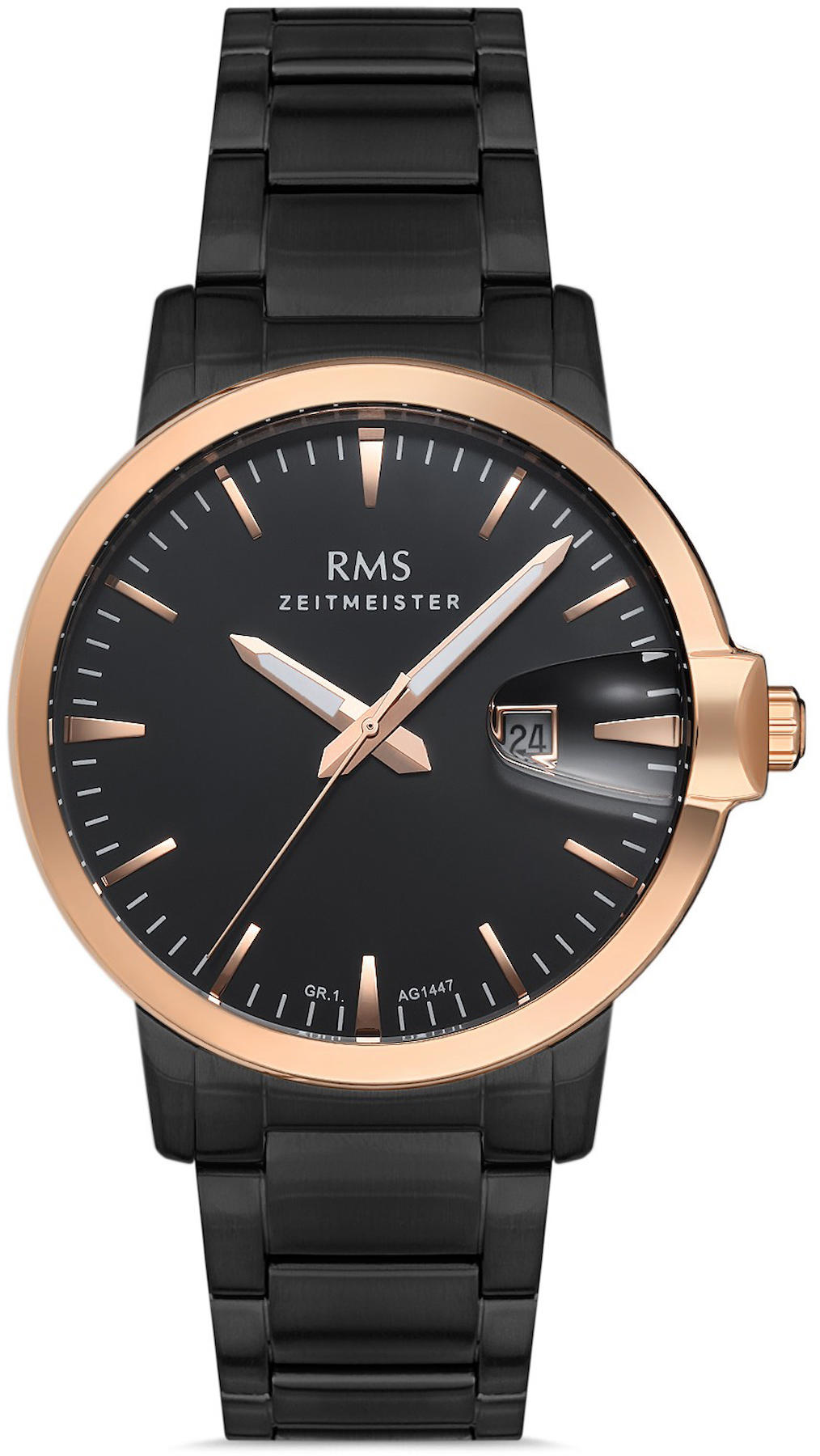 Romanson GR.1.AG1446.09 Takvimli 42 mm Siyah Çelik Kordon Analog Kol Saati