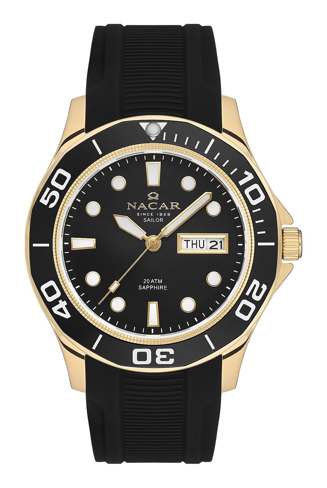 Nacar 3429B509DBS1 Takvimli 44 mm Siyah Çelik Kordon Analog Kol Saati