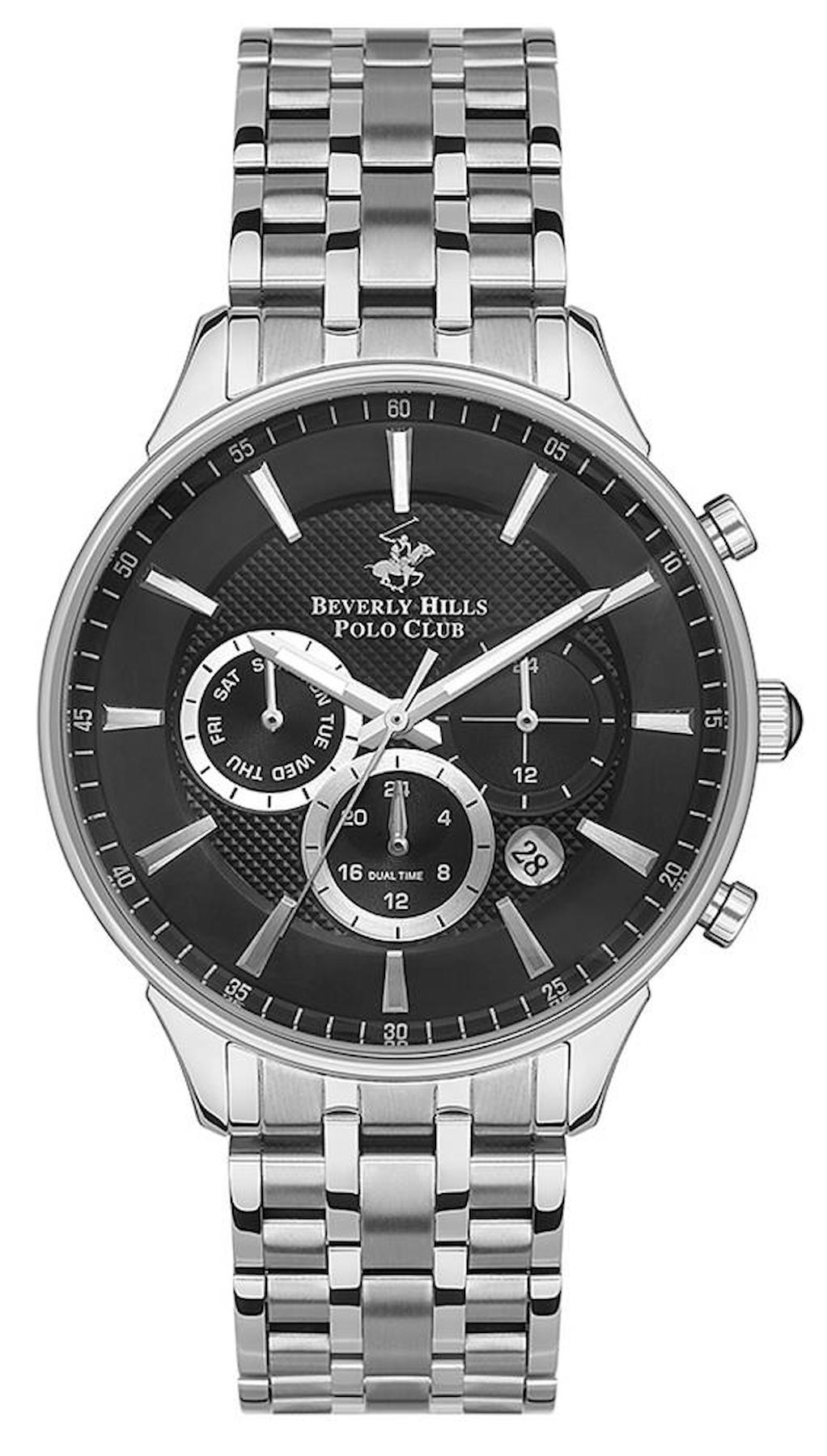 Beverly Hills Polo Club BP3346X350 Takvimli 44 mm Çelik Kordon Analog Erkek Kol Saati