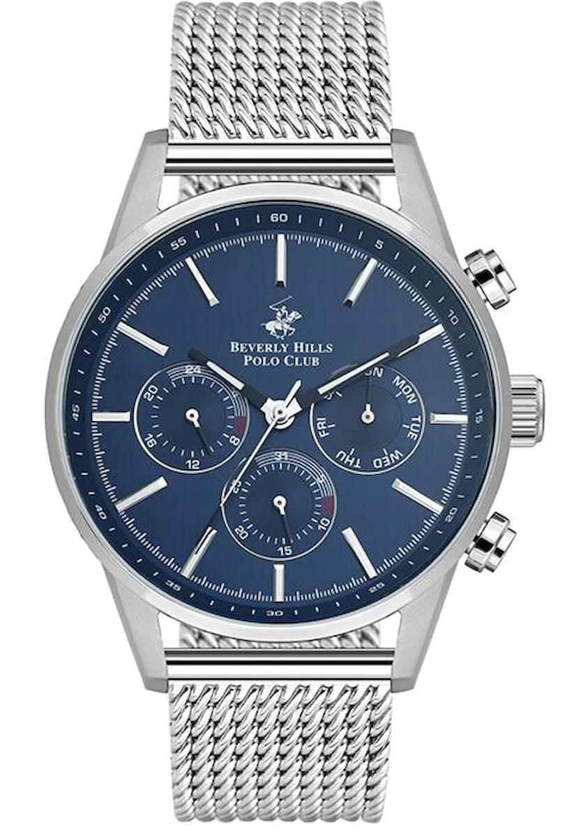 Beverly Hills Polo Club BP3008X390 Takvimli 44 mm Çelik-Hasır Kordon Analog Erkek Kol Saati