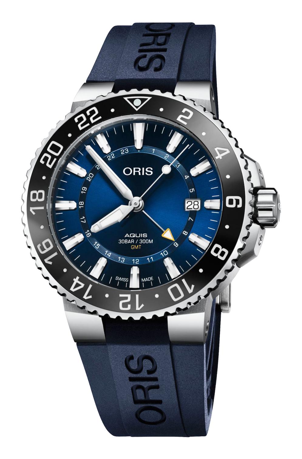 Oris Aquis Gmt Date Takvimli Lacivert Silikon Kordon Analog Kol Saati