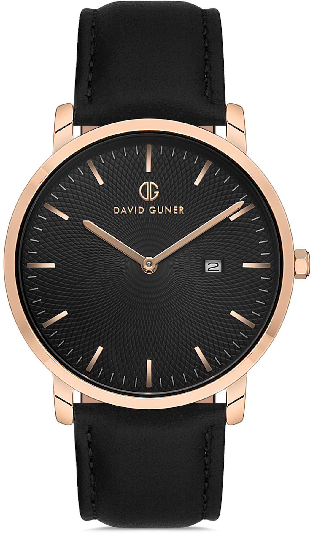 David Guner DG-8287GB-R2 Takvimli 42 mm Siyah Deri Kordon Analog Kol Saati