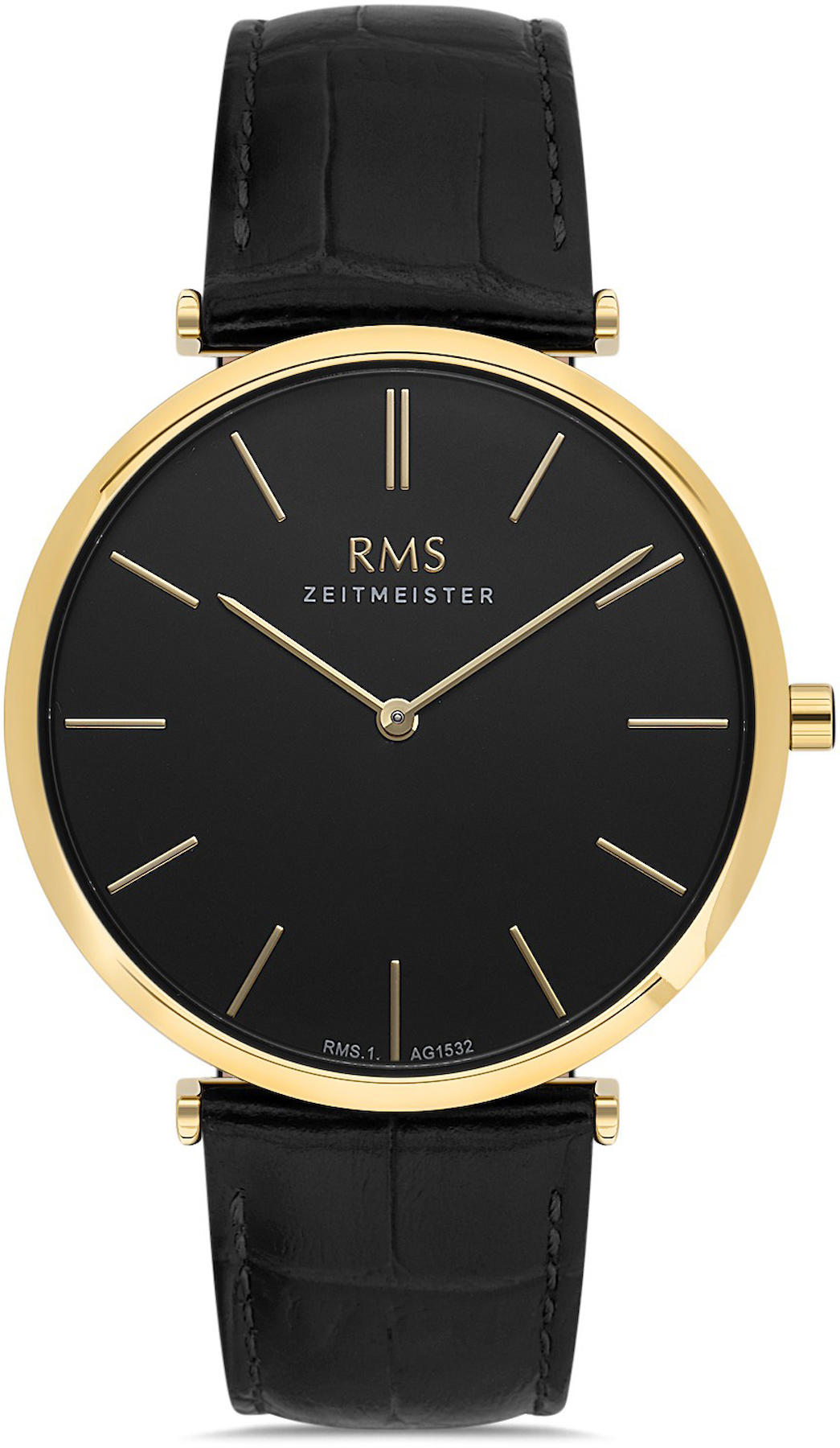 Romanson RMS.1.AG1532.05 45 mm Siyah Deri Kordon Analog Kol Saati