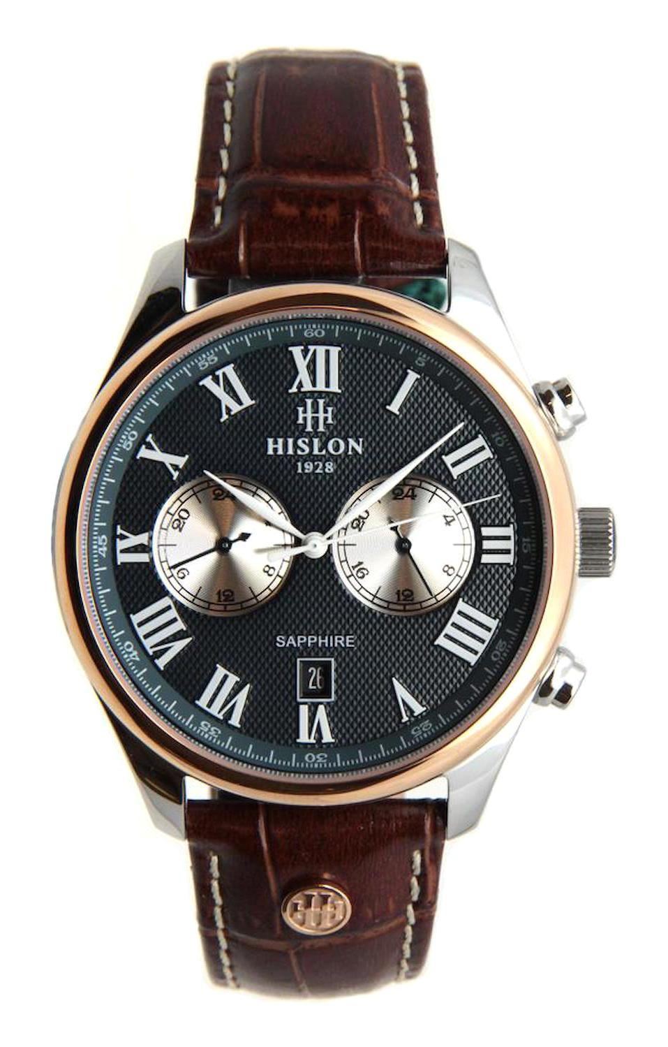 Hislon DT113T-11KS Pusulalı Takvimli 44 mm Kahverengi Deri Kordon Analog Erkek Kol Saati