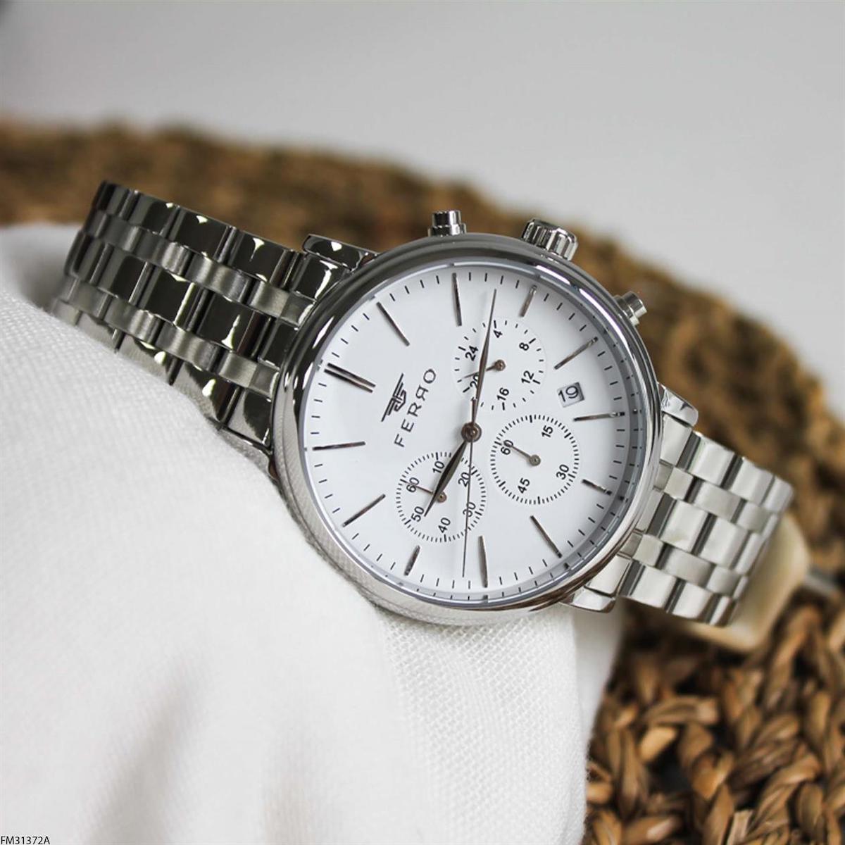Ferro FM31372A Takvimli 41 mm Çelik Kordon Analog Erkek Kol Saati