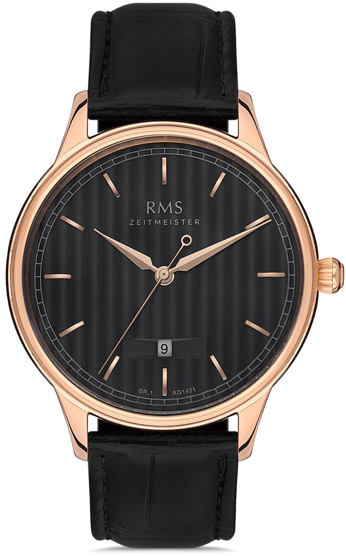 Romanson GR.1.AG1431.07 Takvimli 42 mm Siyah Deri Kordon Analog Kol Saati