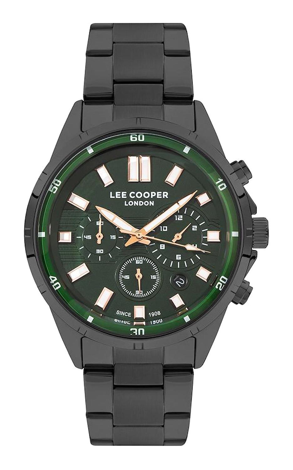 Lee Cooper LC07596.070NM Takvimli 43 mm Siyah Çelik Kordon Analog Erkek Kol Saati