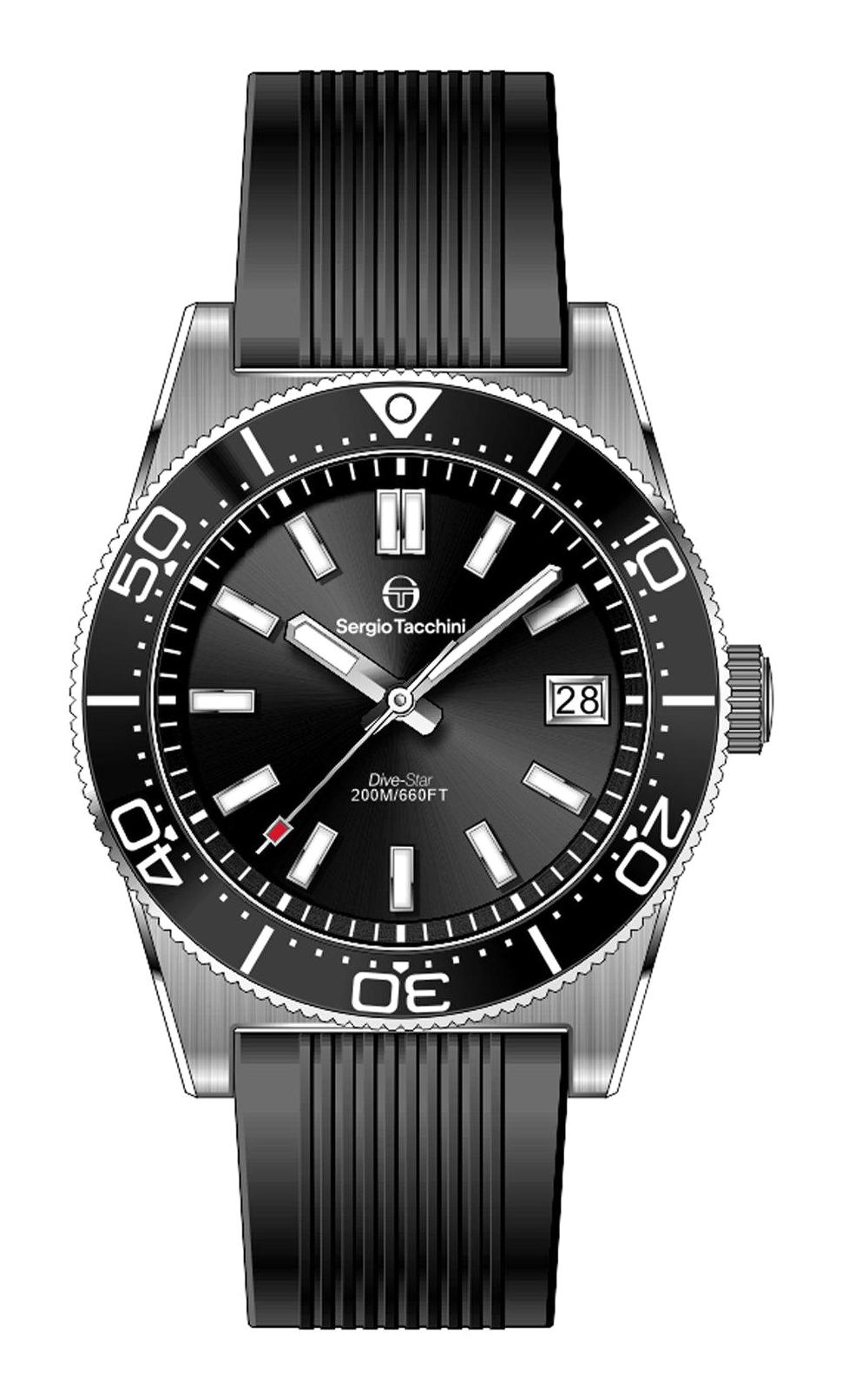 Sergio Tacchini ST.3.10005.1 Takvimli 38.5 mm Siyah Silikon Kordon Analog Erkek Kol Saati
