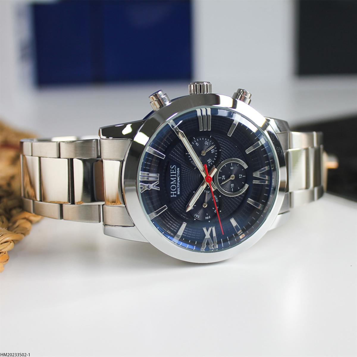 Homies HM20233S02-1 Pusulalı Takvimli 45 mm Çelik Kordon Analog Erkek Kol Saati