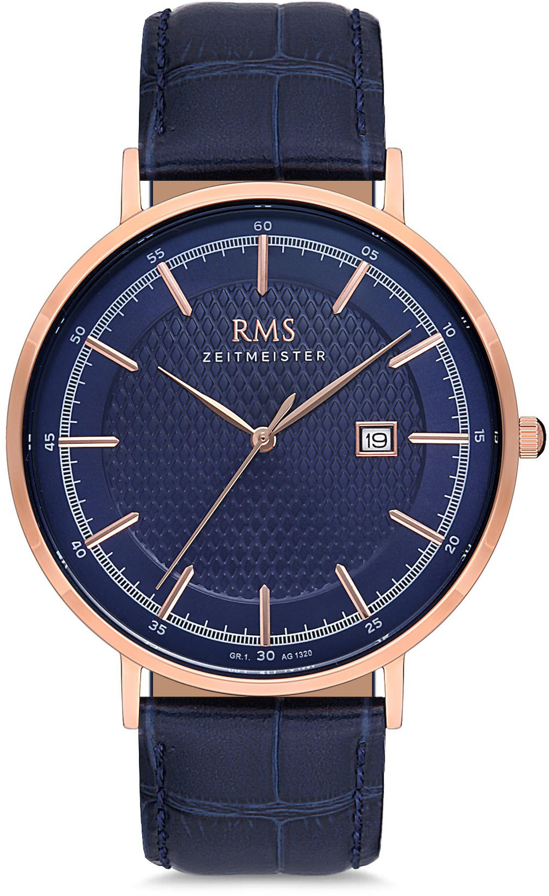 Romanson GR.1.AG1320.06 Takvimli 43 mm Lacivert Deri Kordon Analog Kol Saati