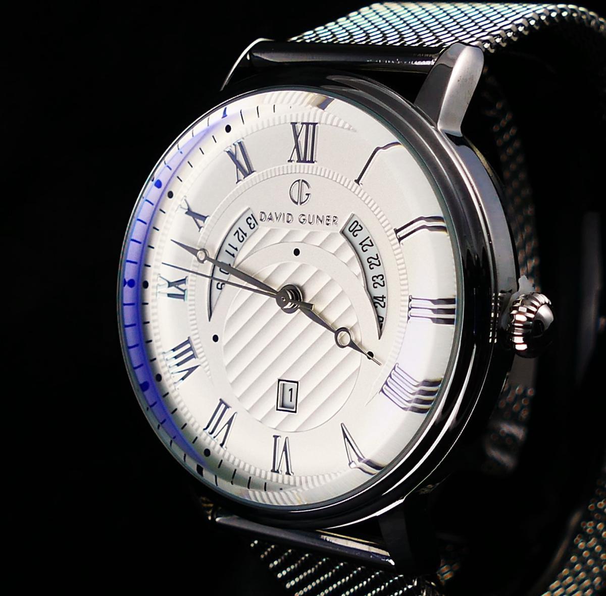 David Guner DG-8237GC-A1 Takvimli 44 mm Siyah Çelik Kordon Analog Kol Saati