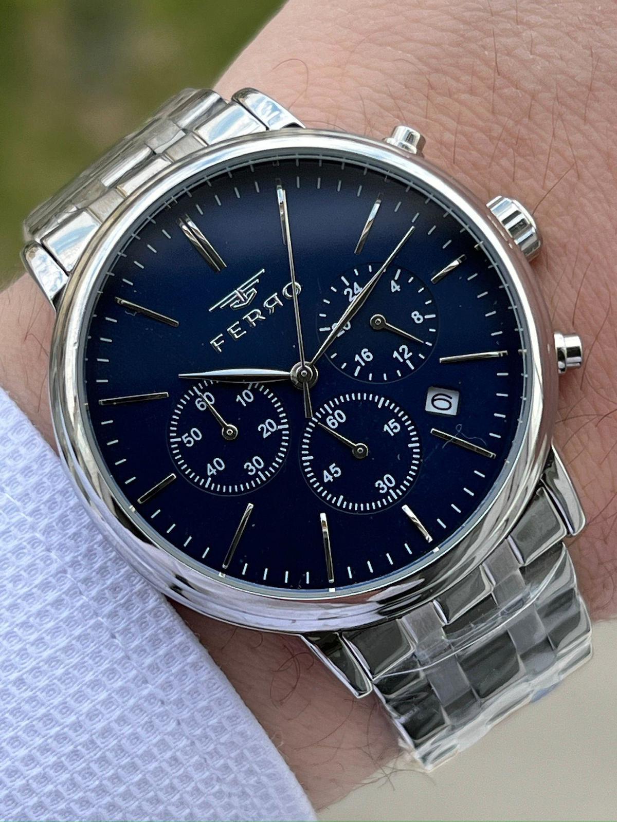 Ferro EFM31372-A3 Su Geçirmez Takvimli 44 mm Çelik Kordon Analog Erkek Kol Saati