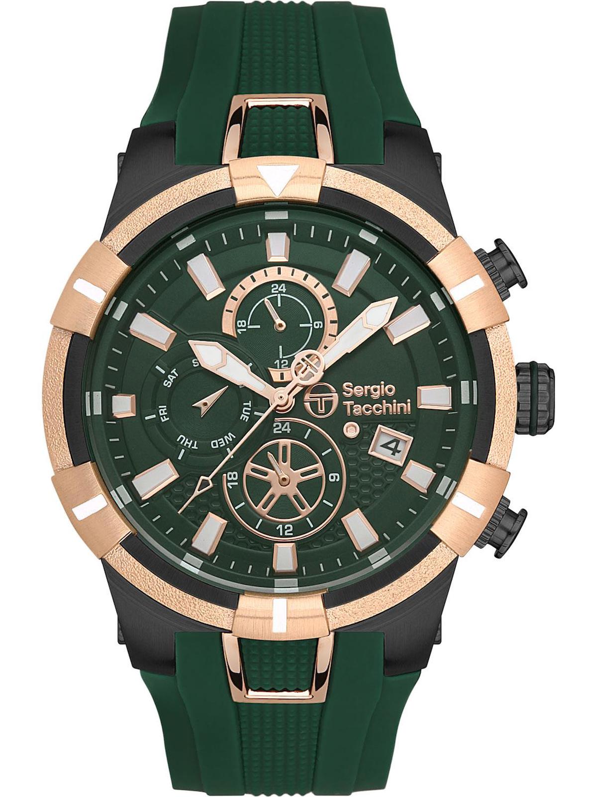 Sergio Tacchini ST.1.10344.2 Takvimli 46 mm Yeşil Silikon Kordon Analog Erkek Kol Saati