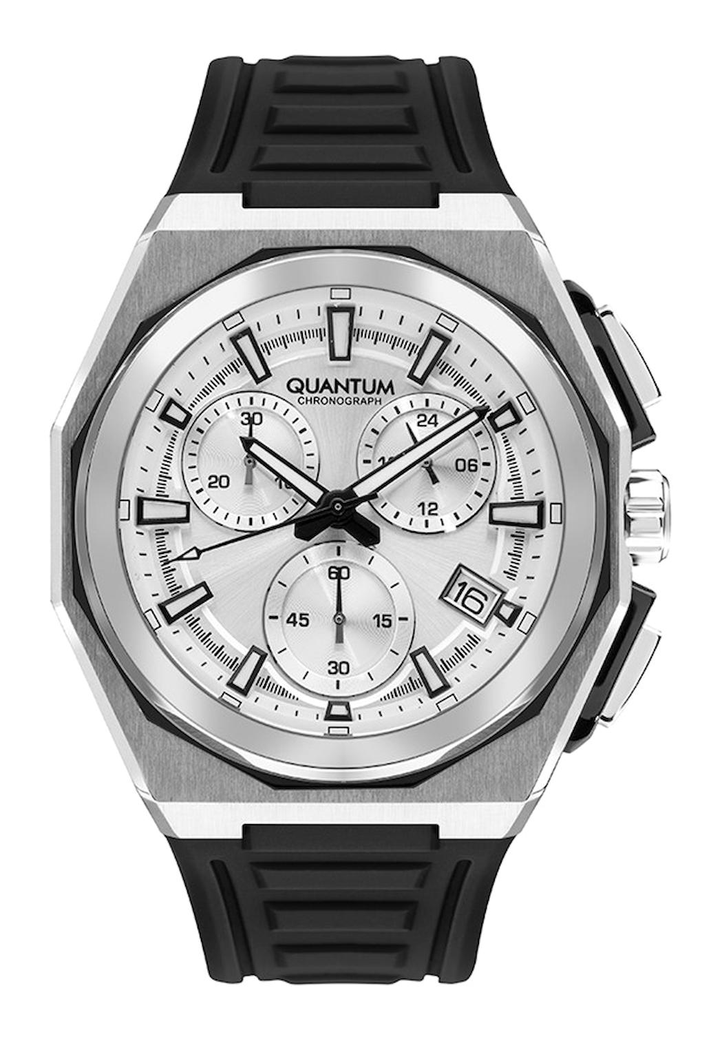 Quantum PWG1078.331 Takvimli 44 mm Siyah Silikon Kordon Analog Erkek Kol Saati