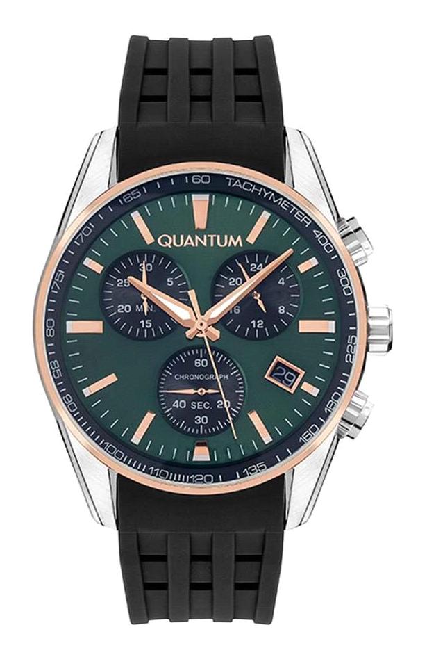 Quantum ADG1015.571 Takvimli 45 mm Siyah Silikon Kordon Analog Erkek Kol Saati