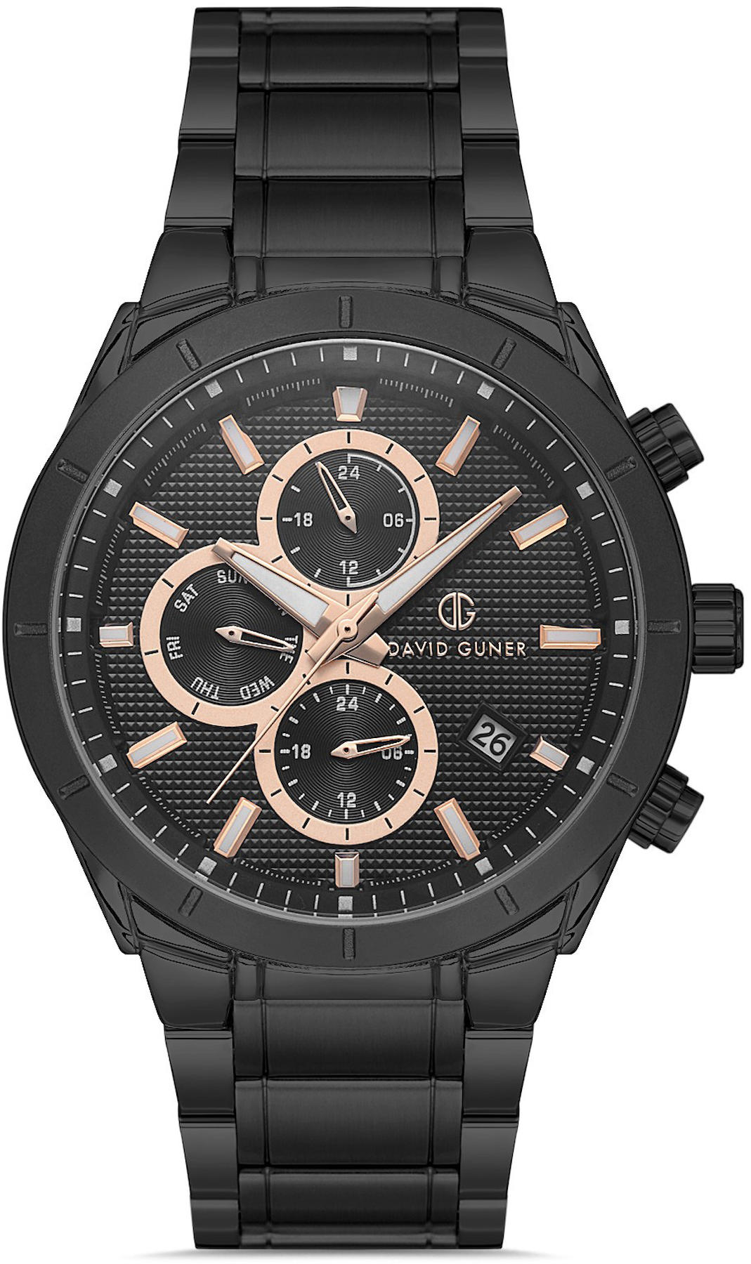 David Guner DG-8645GA-G2 Takvimli 42 mm Siyah Metal Kordon Analog Kol Saati