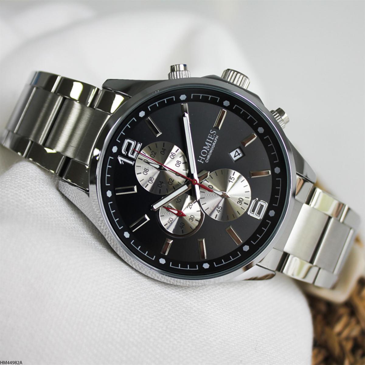Homies HM44982A Pusulalı Takvimli 45 mm Metal Kordon Analog Erkek Kol Saati