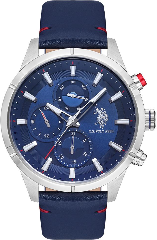 U.S. Polo Assn USPA1014-06 Takvimli 46 mm Lacivert Deri Kordon Analog Kol Saati