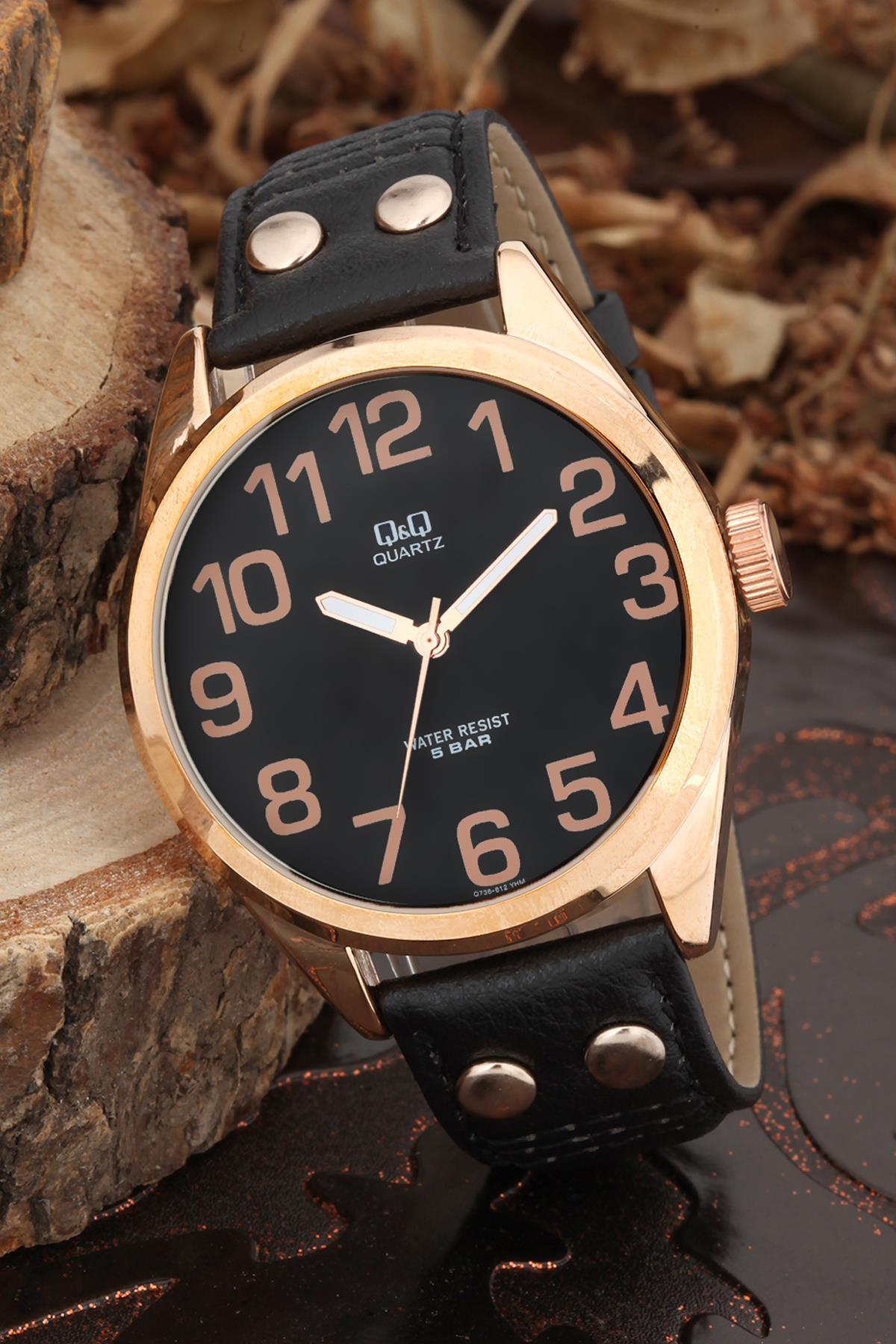Q&Q 3B807 42 mm Siyah Deri Kordon Analog Erkek Kol Saati