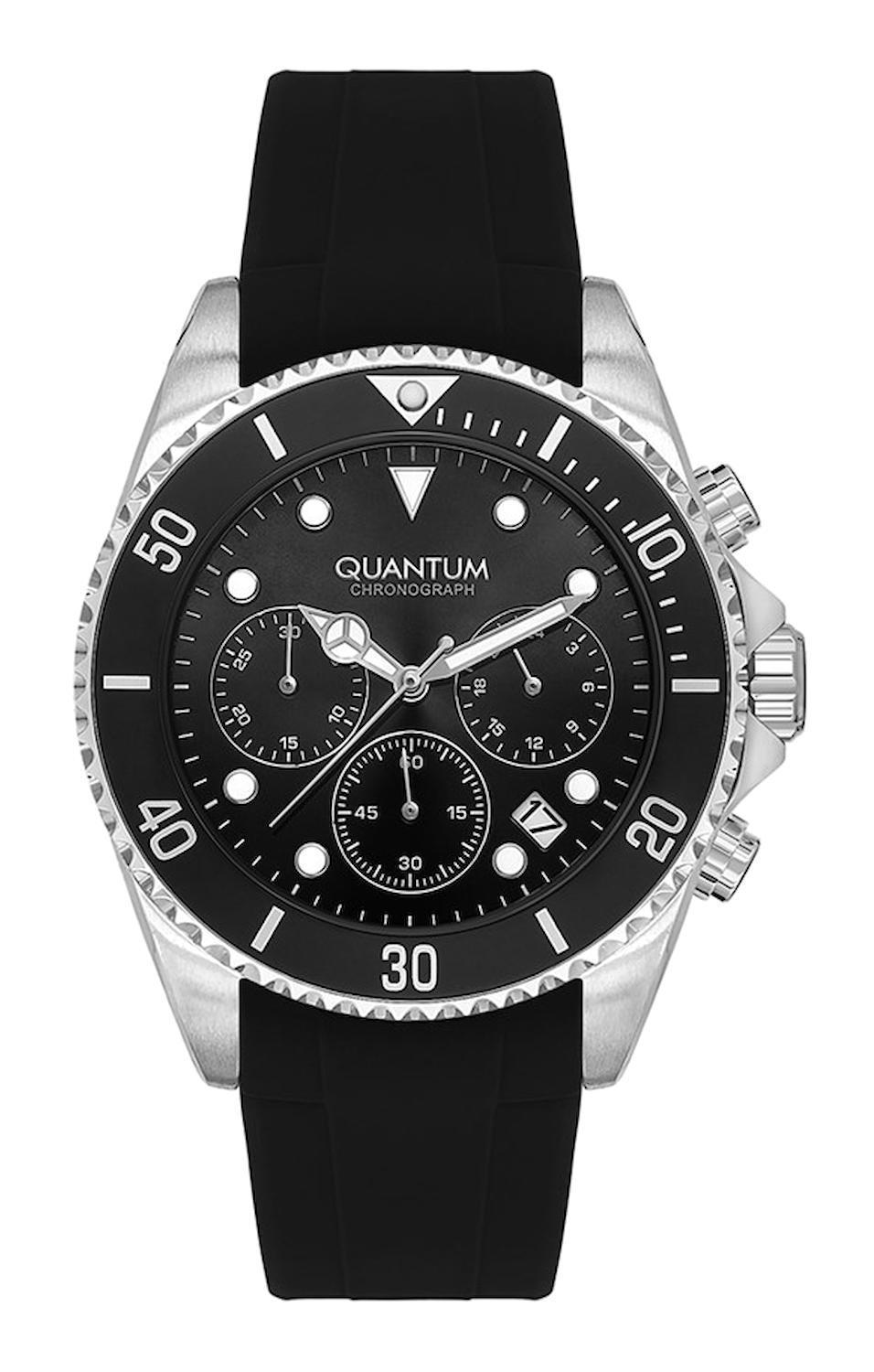 Quantum PWG1133.351 Takvimli 44 mm Siyah Silikon Kordon Analog Erkek Kol Saati