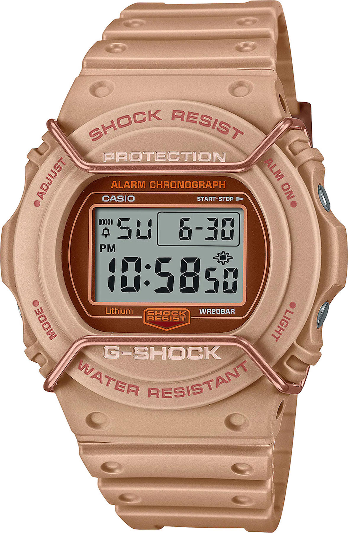 Casio DW-5700PT-5D Takvimli 43 mm Pembe Silikon Kordon Dijital Kol Saati