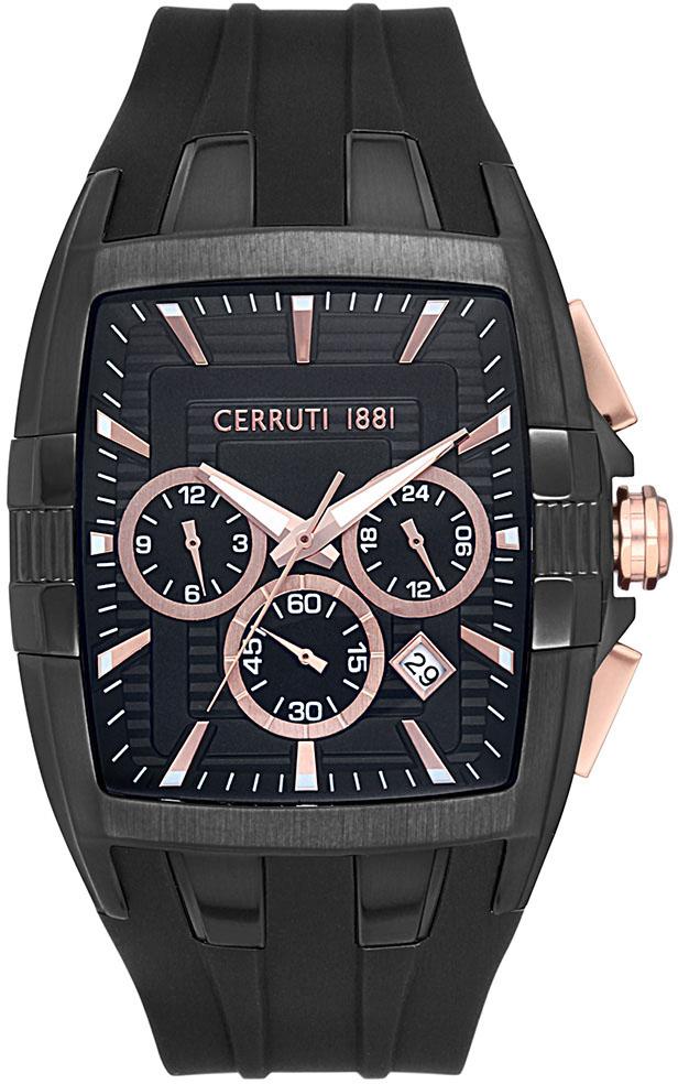 Cerruti 1881 CRA27703 Takvimli Siyah Silikon Kordon Analog Erkek Kol Saati