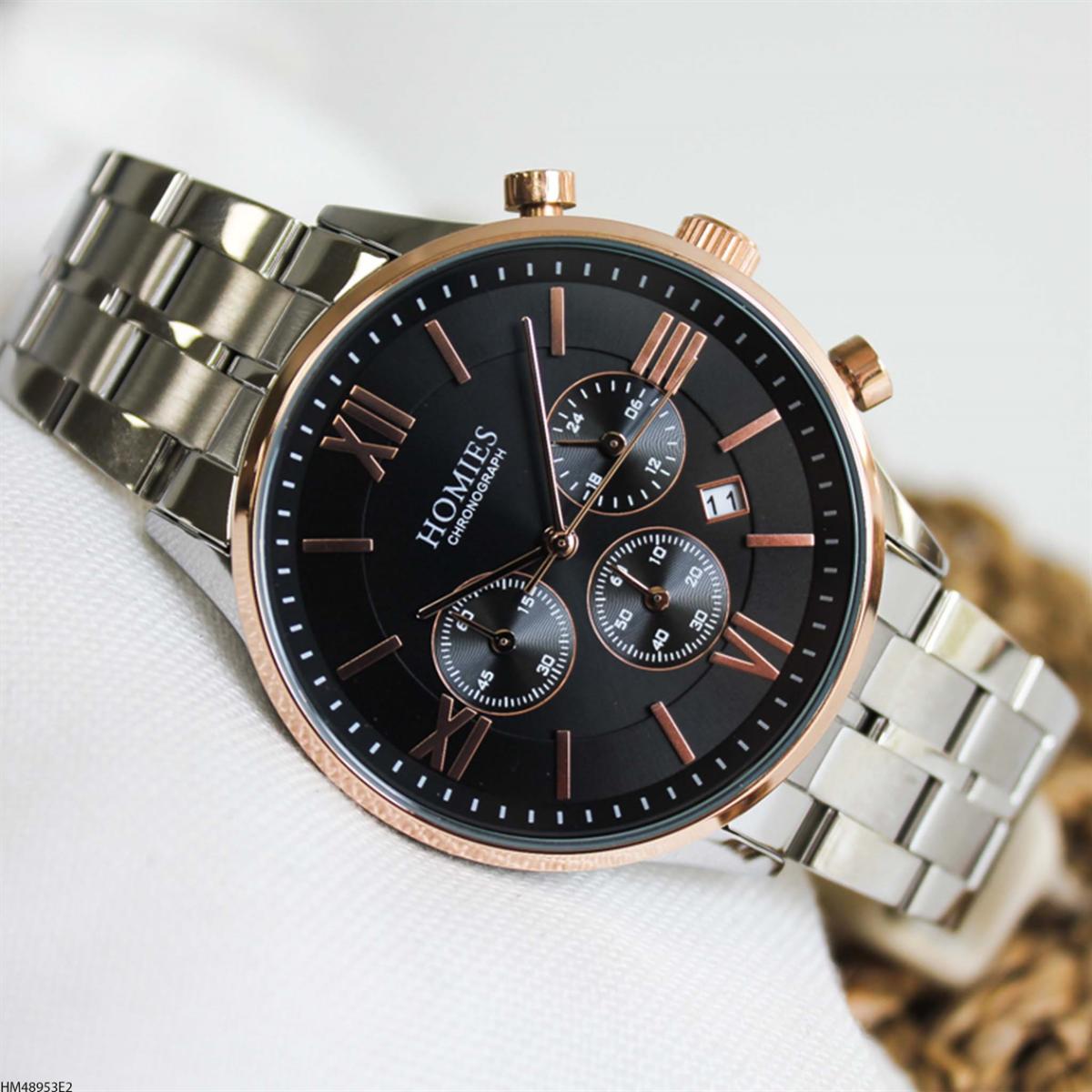 Homies HM48953E2 Pusulalı Takvimli 44 mm Metal Kordon Analog Erkek Kol Saati