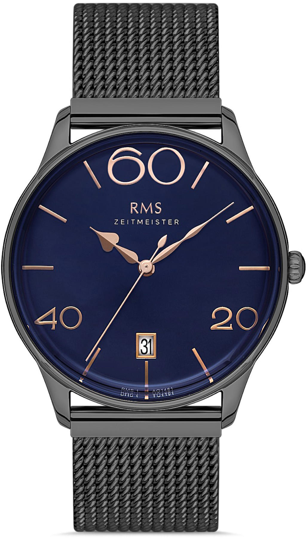 Romanson RMS.1.AG1481.07 Takvimli 42 mm Siyah Çelik Kordon Analog Kol Saati