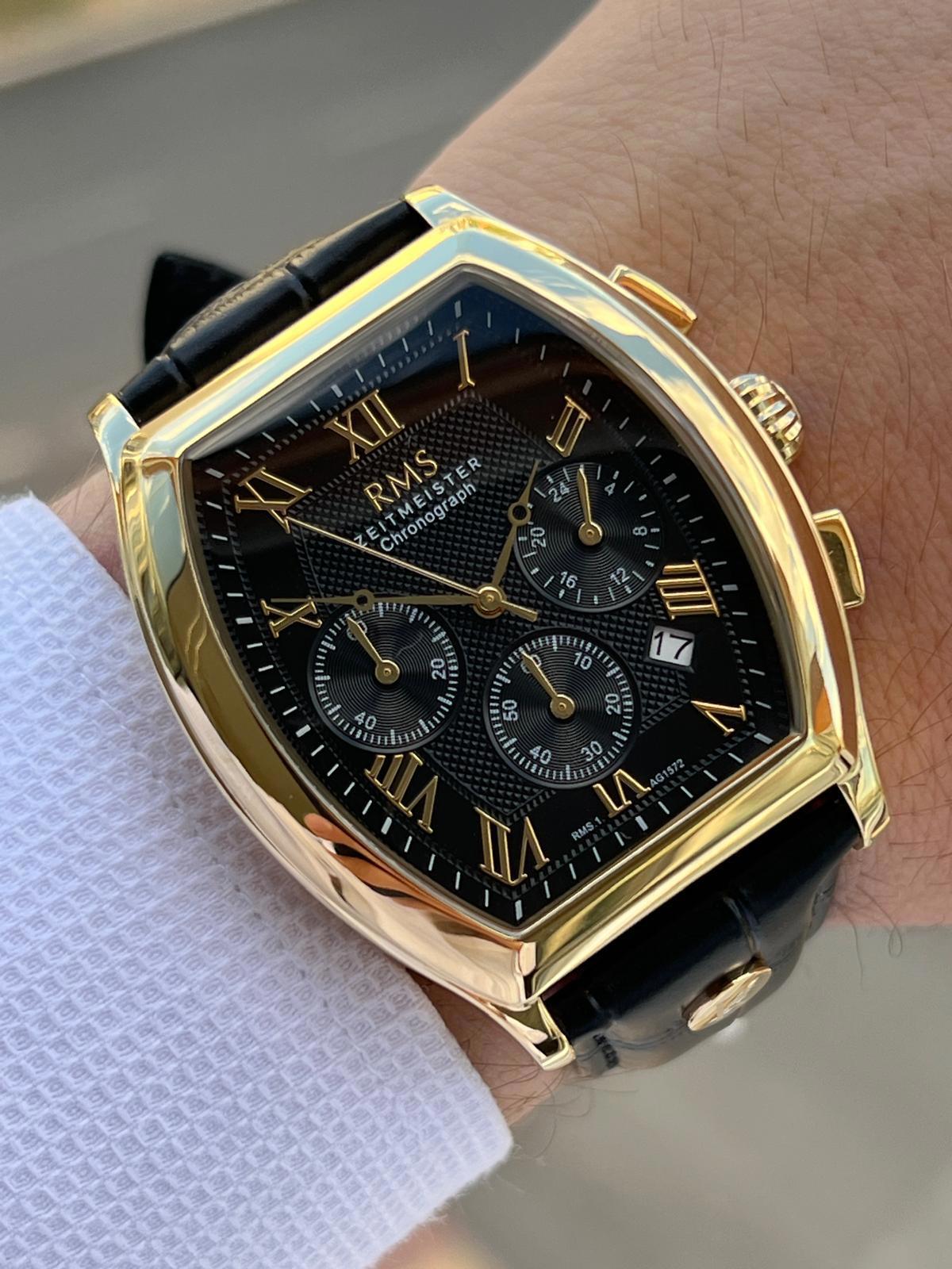Romanson AG1572.99 Takvimli Siyah Deri Kordon Analog Erkek Kol Saati