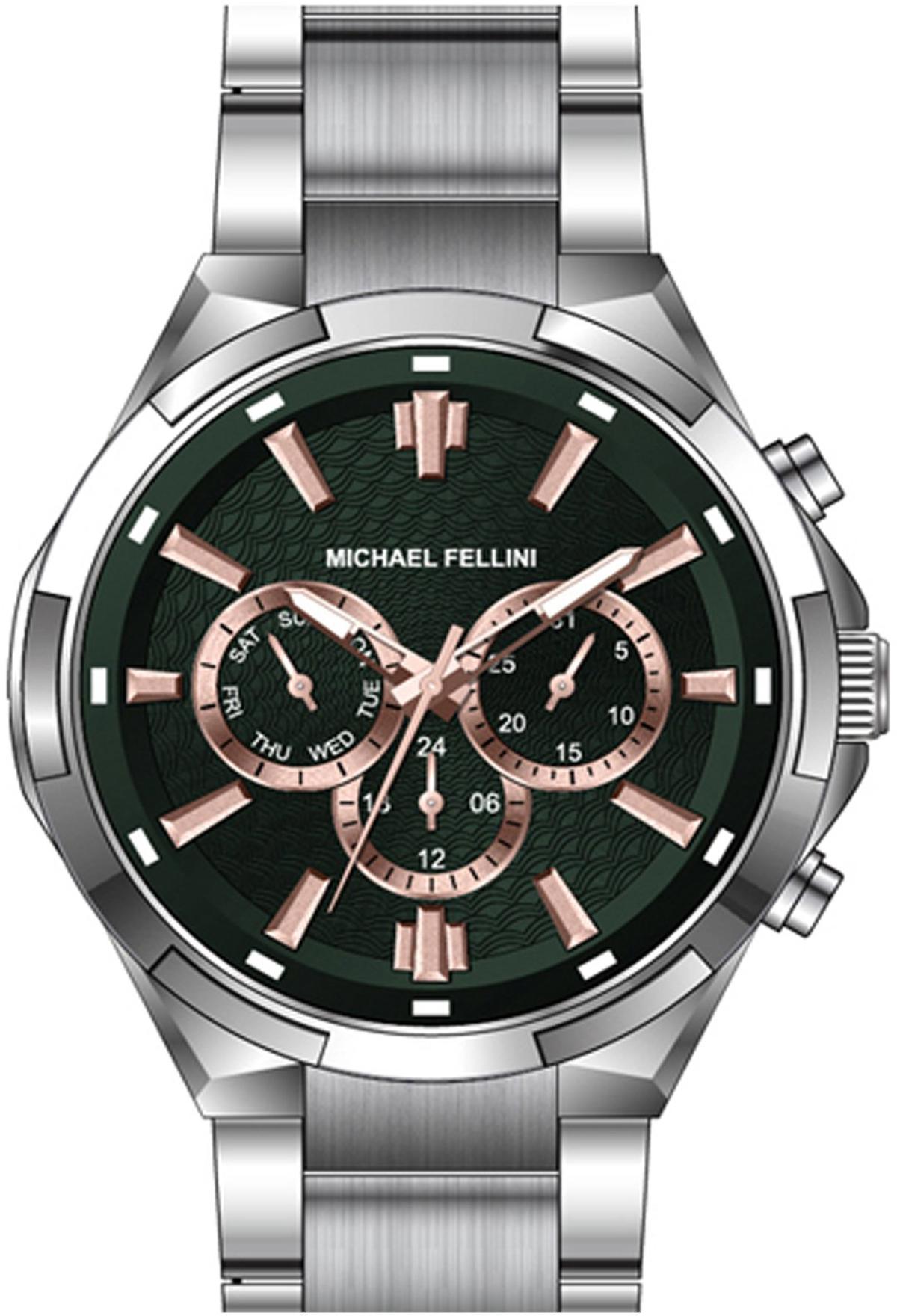 Michael Fellini 2313-3 Takvimli 44 mm Metal Kordon Analog Erkek Kol Saati