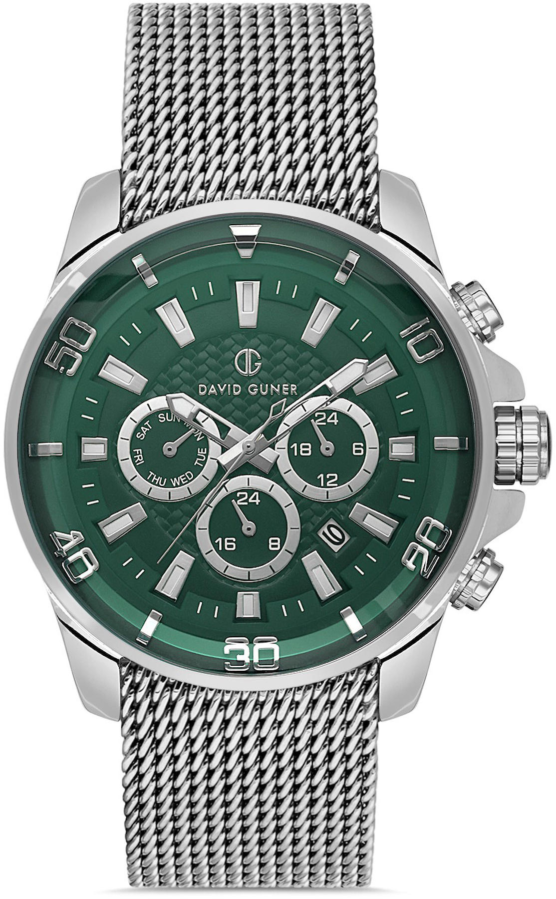 David Guner DG-8263GC-A10 Takvimli 42 mm Çelik-Hasır Kordon Analog Kol Saati