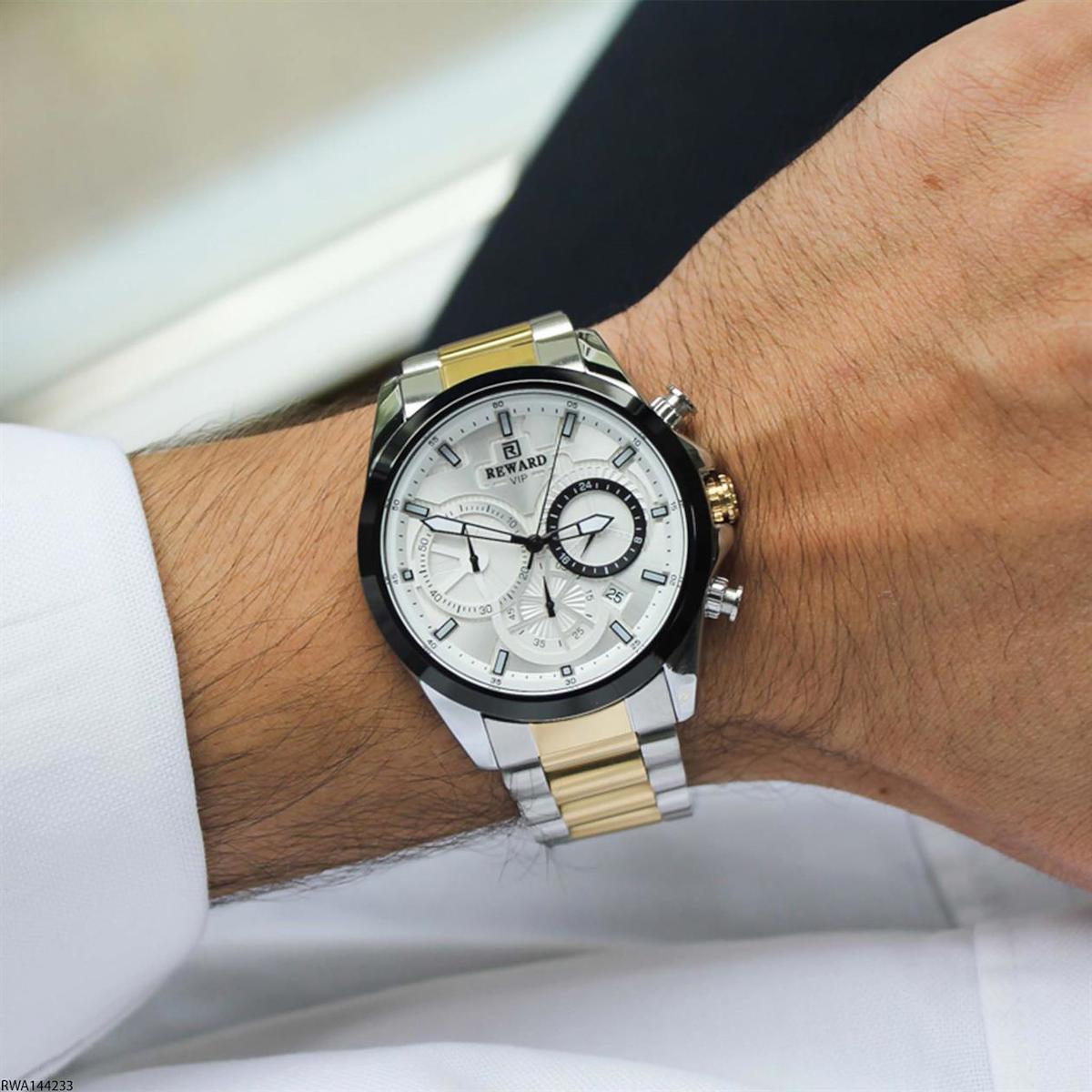 Reward RWA144233 Takvimli 44 mm Altın-Çelik Kordon Analog Erkek Kol Saati