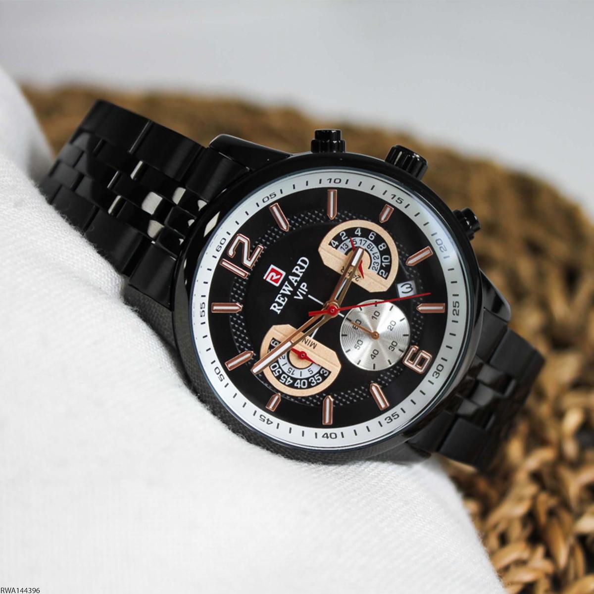 Reward RWA144396 Takvimli 45 mm Siyah Çelik Kordon Analog Erkek Kol Saati