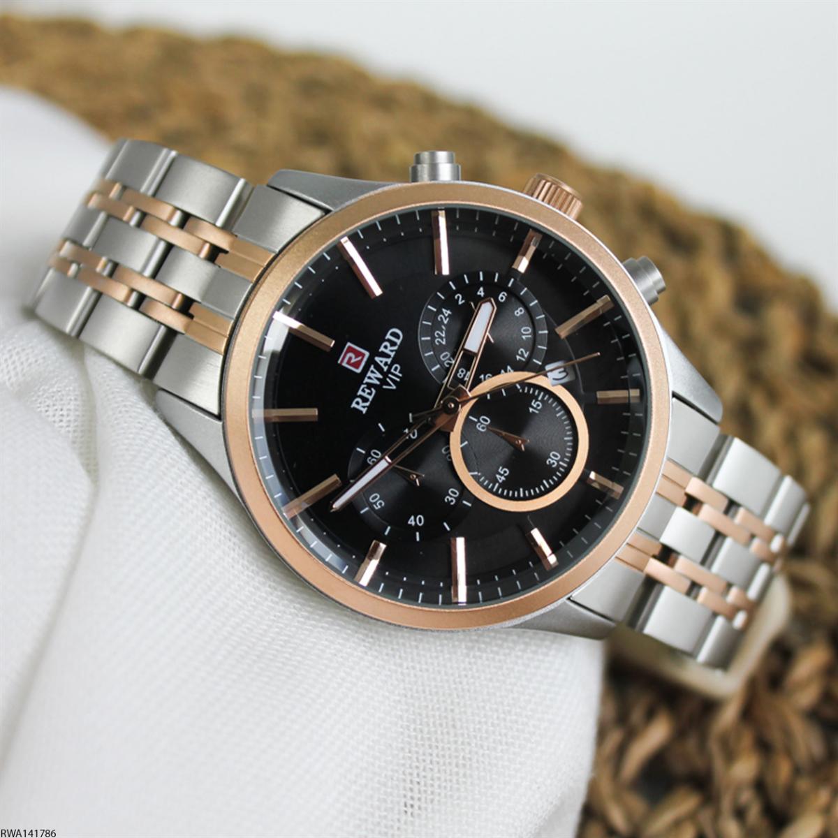 Reward RWA141786 Takvimli 44 mm Gri-Rose Gold Metal Kordon Analog Erkek Kol Saati