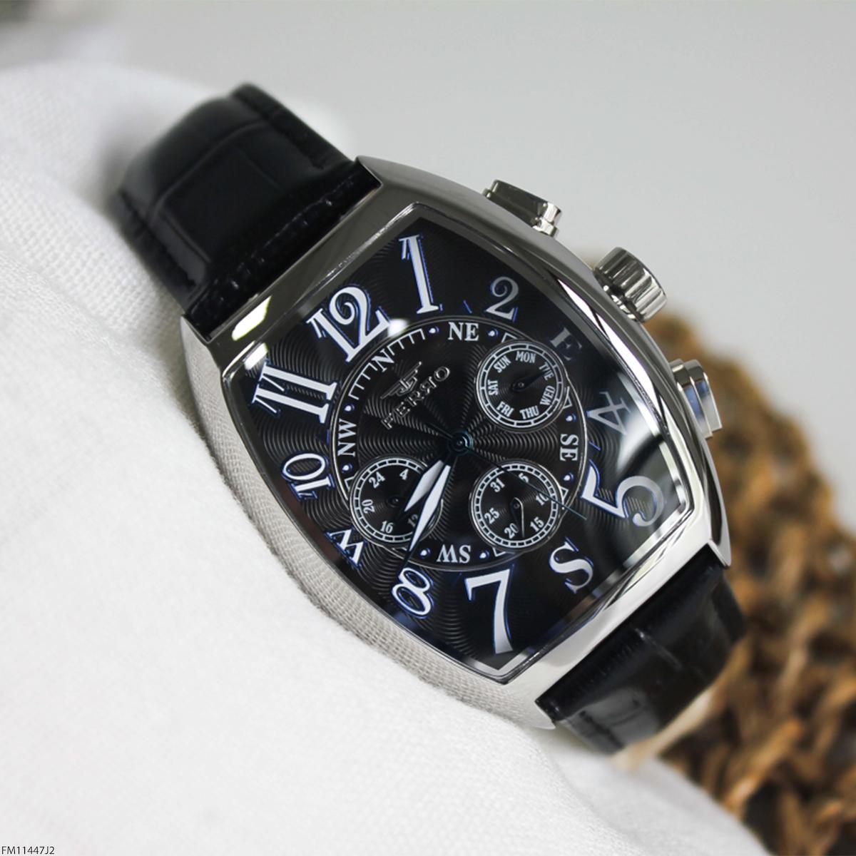 Ferro FM11447J2 Takvimli 42 mm Siyah Deri Kordon Analog Erkek Kol Saati