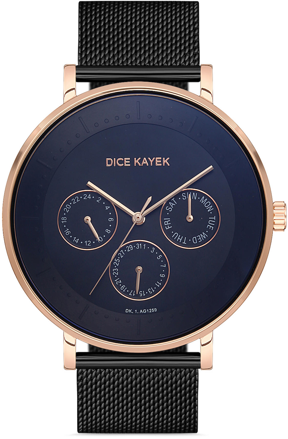 Dice Kayek DK.1.AG1259.05 Takvimli 42 mm Siyah Metal Kordon Analog Kol Saati