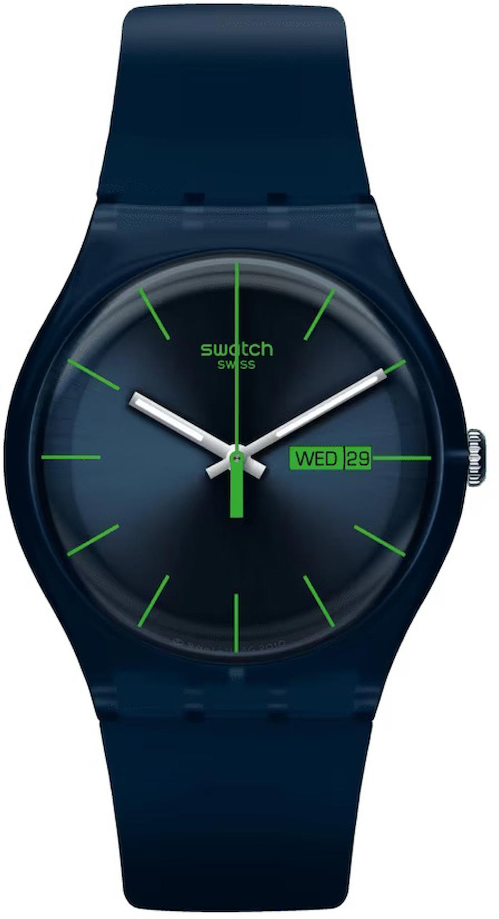 Swatch SO29N704 Takvimli 44 mm Lacivert Silikon Kordon Analog Erkek Kol Saati