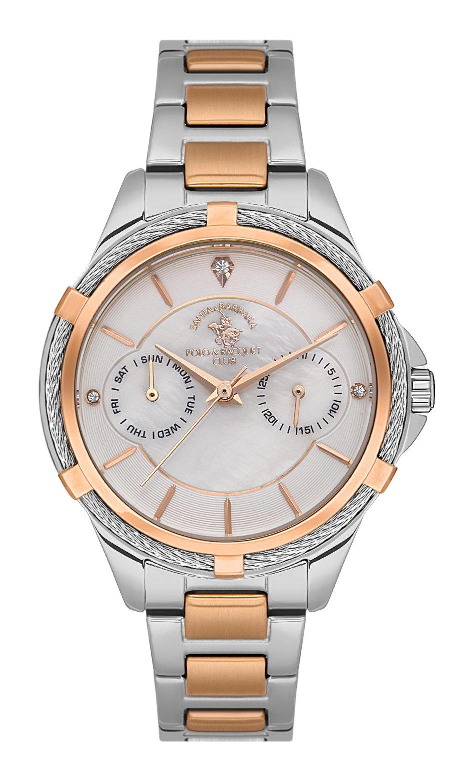 Santa Barbara Polo & Racquet Club SB.1.10500.5 Takvimli Gri-Rose Gold Çelik Kordon Analog Erkek Kol Saati