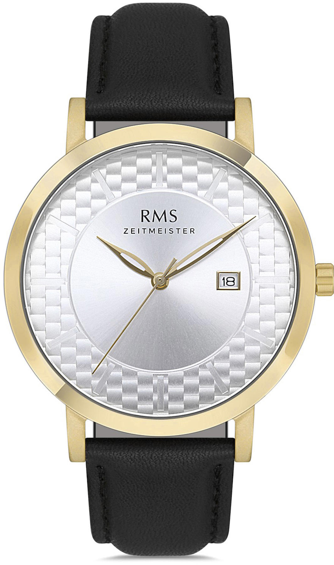 Romanson GR.1.AG1430.14 Takvimli 43 mm Siyah Deri Kordon Analog Kol Saati