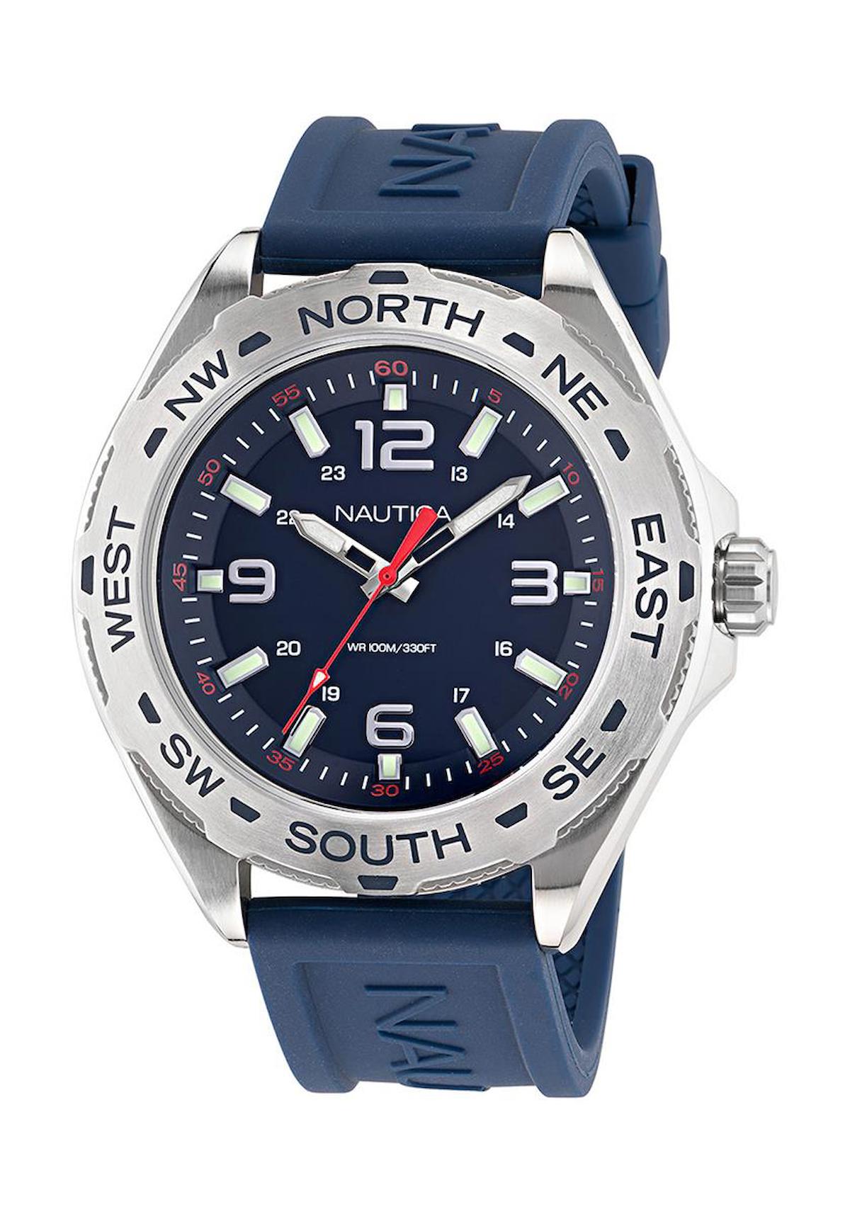 Nautica NAPCWS304 Pusulalı 48 mm Lacivert Silikon Kordon Analog Erkek Kol Saati