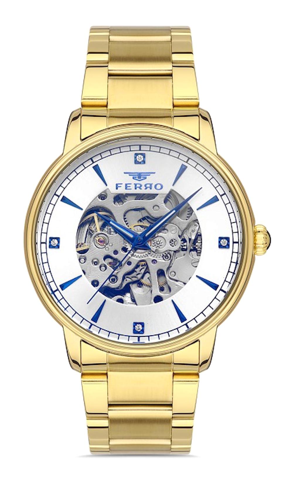 Ferro F31301A-B 44 mm Altın Metal Kordon Analog Erkek Kol Saati