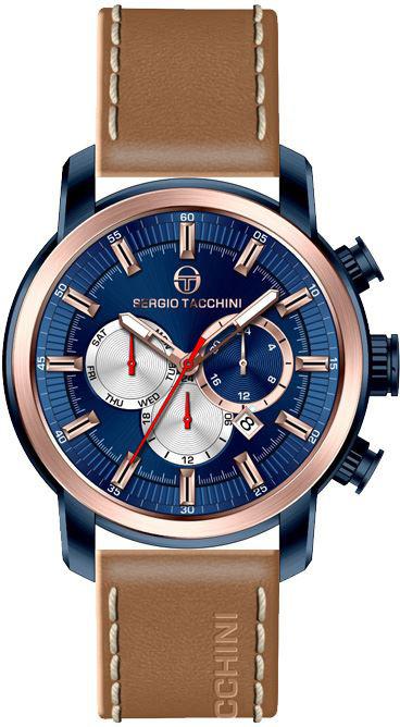 Sergio Tacchini ST.1.116.06 Takvimli 42 mm Kahverengi Deri Kordon Analog Kol Saati