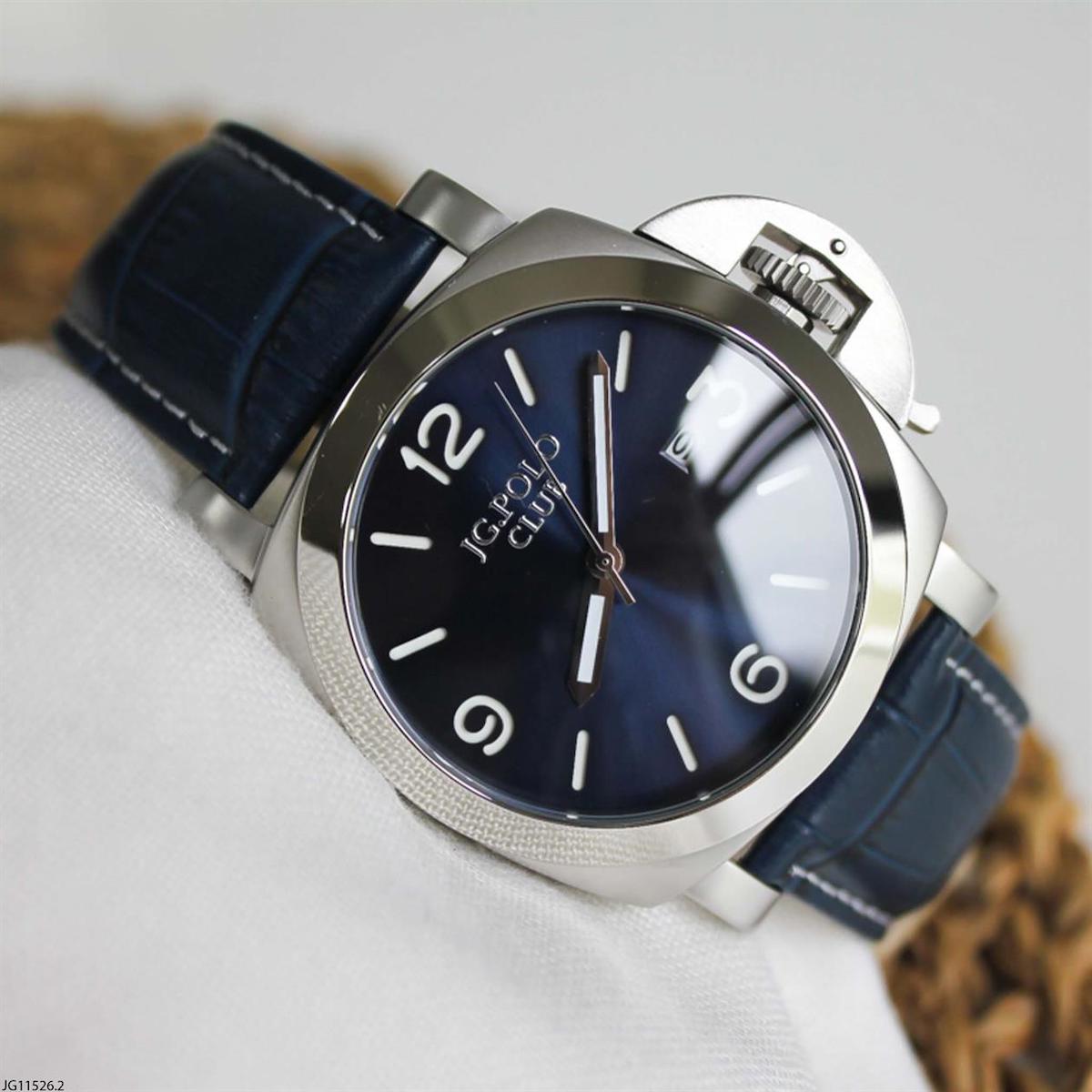 Jg. Polo Club JG11526.2 Takvimli Lacivert Deri Kordon Analog Erkek Kol Saati