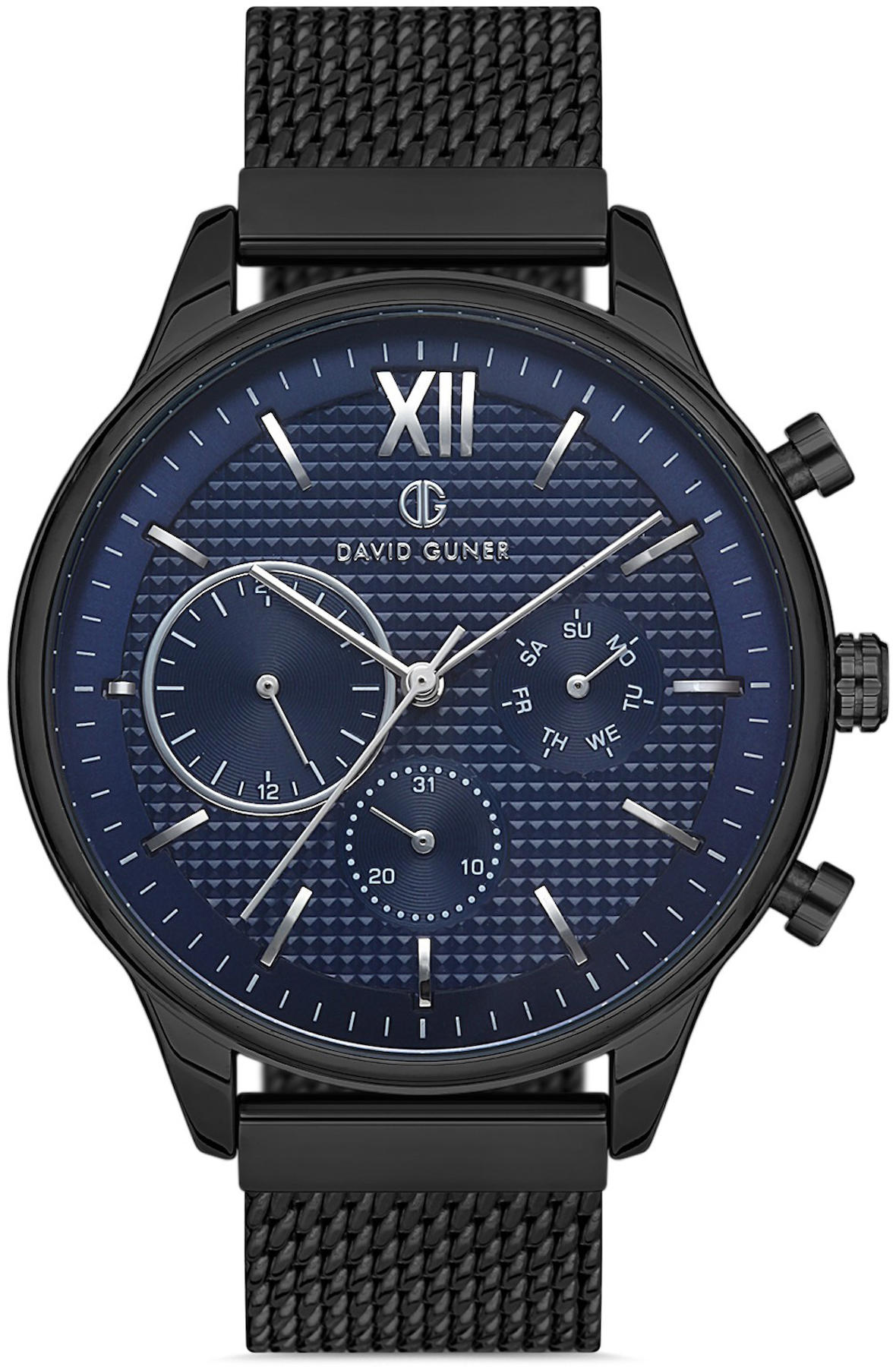 David Guner DG-8213GC-V3 Takvimli 42 mm Siyah Metal Kordon Analog Kol Saati