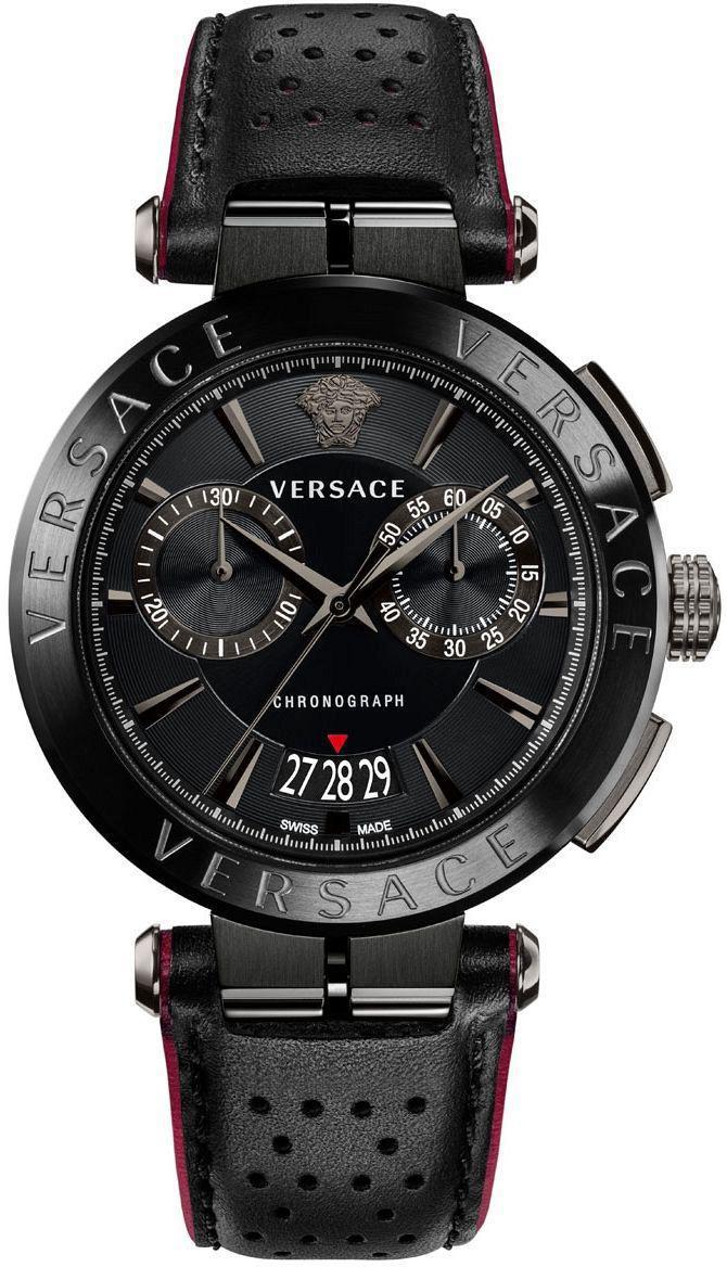 Versace VRSCVBR030017 Takvimli 45 mm Siyah Deri Kordon Analog Erkek Kol Saati