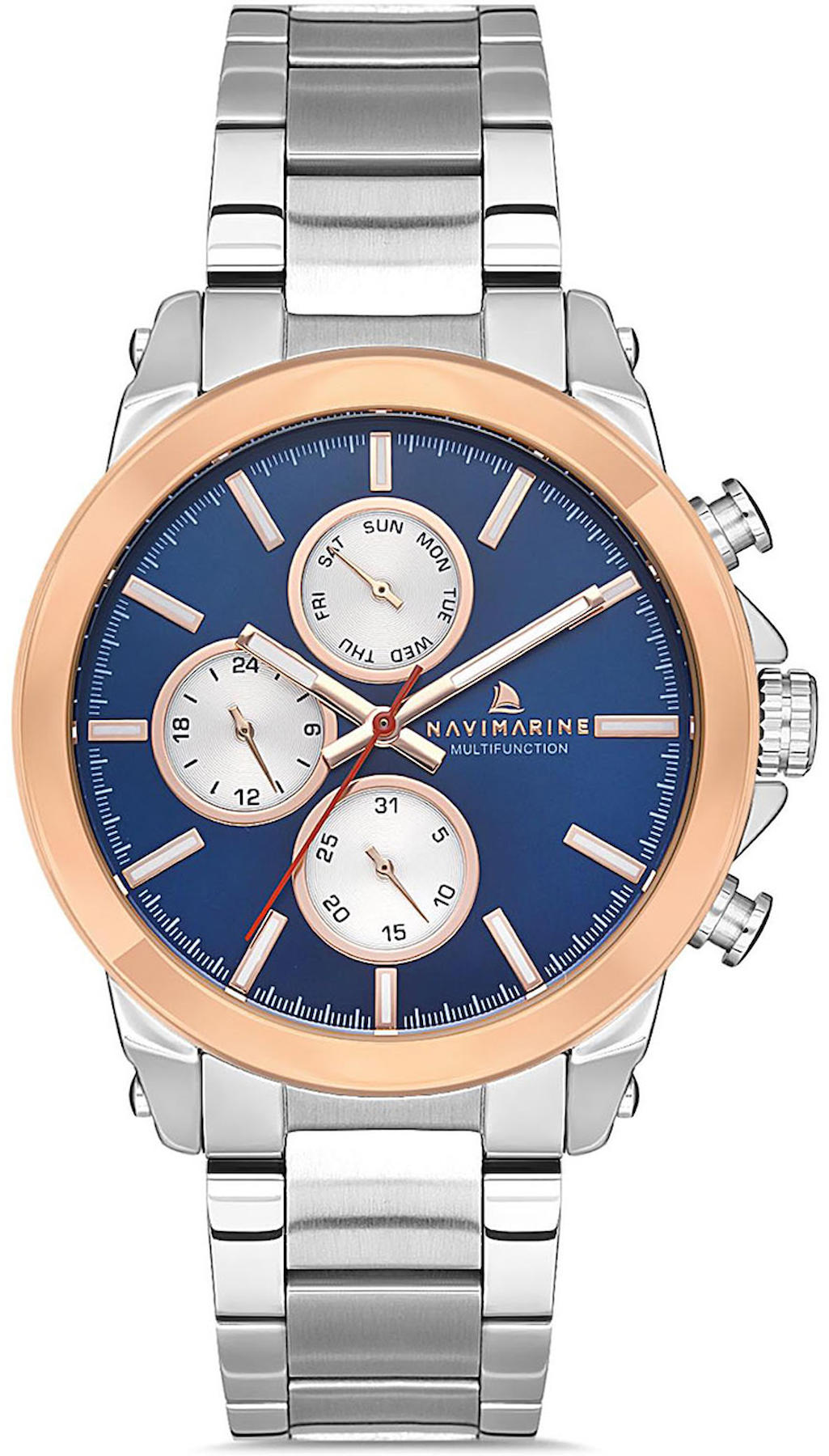 Navimarine NM099-06 Takvimli 44 mm Lacivert Çelik Kordon Analog Kol Saati