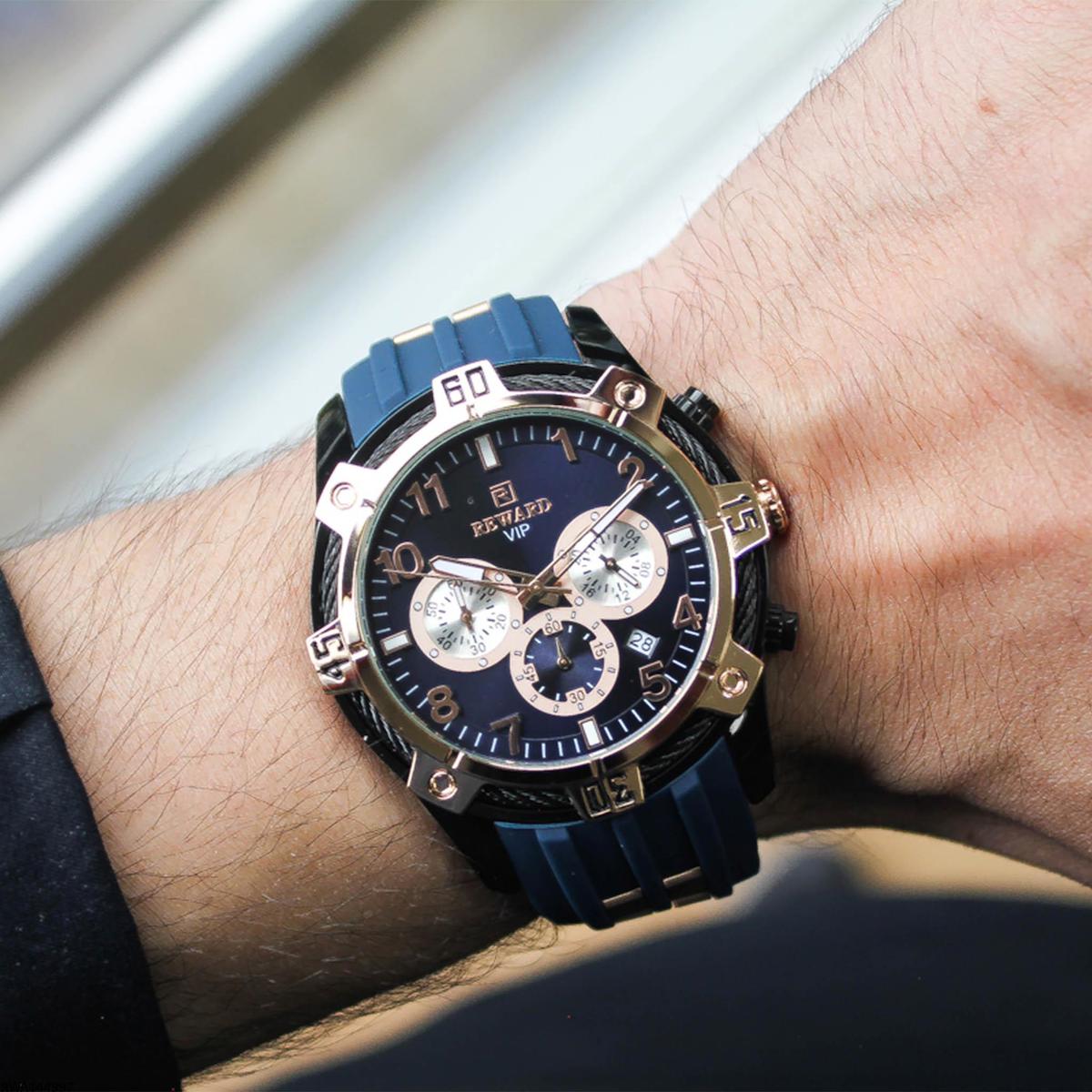 Reward RWA144997 Takvimli 47 mm Lacivert Silikon Kordon Analog Erkek Kol Saati