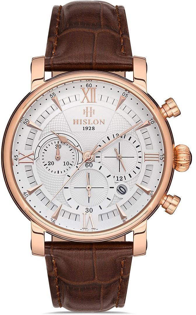Hislon MS105R-02KR Pusulalı Takvimli Kahverengi Deri Kordon Analog Erkek Kol Saati