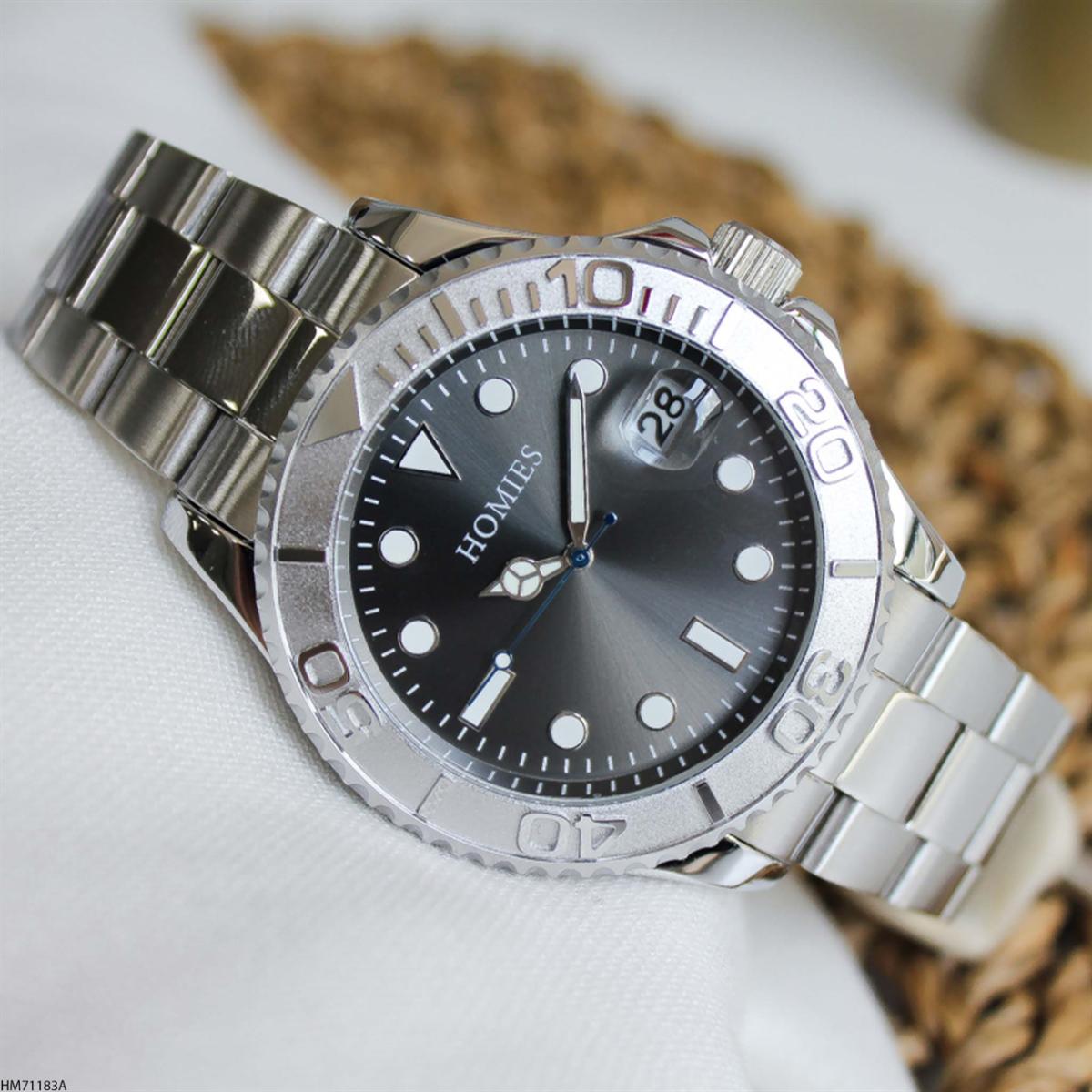 Homies HM71183A Takvimli Metal Kordon Analog Erkek Kol Saati