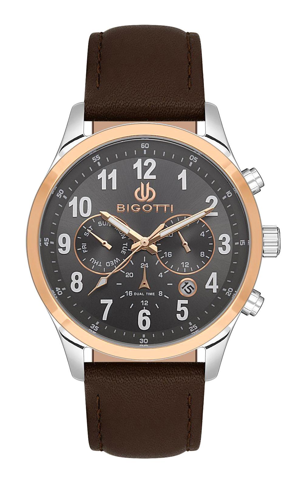 Bigotti BG.1.10507.5 Takvimli 43 mm Kahverengi Deri Kordon Analog Erkek Kol Saati